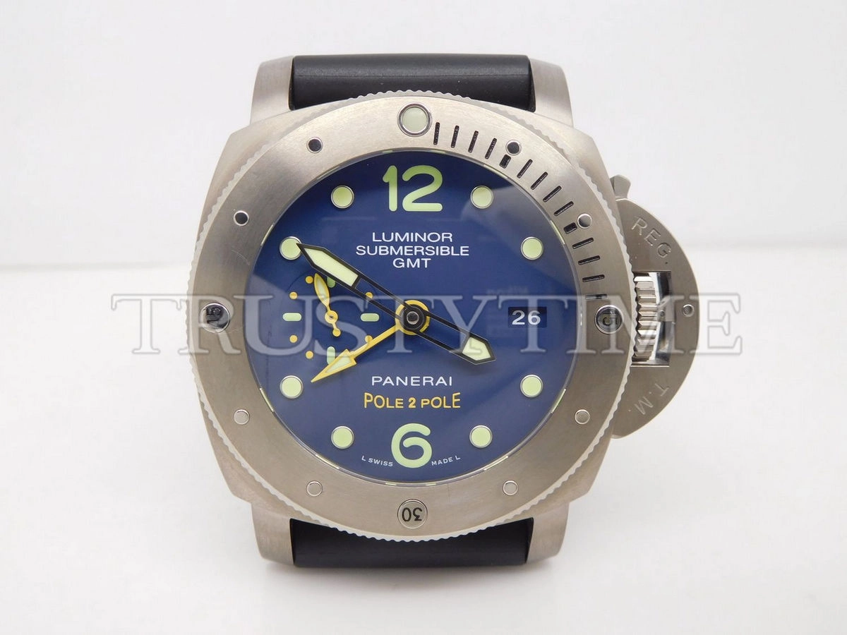 Копия часов Panerai Luminor Submersible 1950 3 Days GMT Automatic Titanio Pole 2 Pole 47mm PAM00719