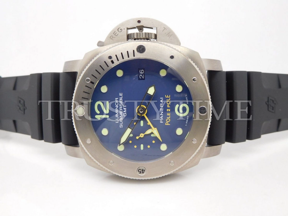 Копия часов Panerai Luminor Submersible 1950 3 Days GMT Automatic Titanio Pole 2 Pole 47mm PAM00719