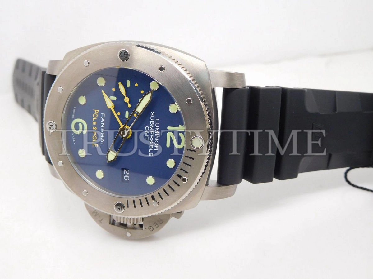 Копия часов Panerai Luminor Submersible 1950 3 Days GMT Automatic Titanio Pole 2 Pole 47mm PAM00719